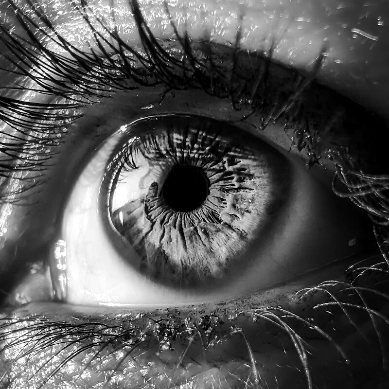 Dramatische Augen-Nahaufnahme mit Wimpern